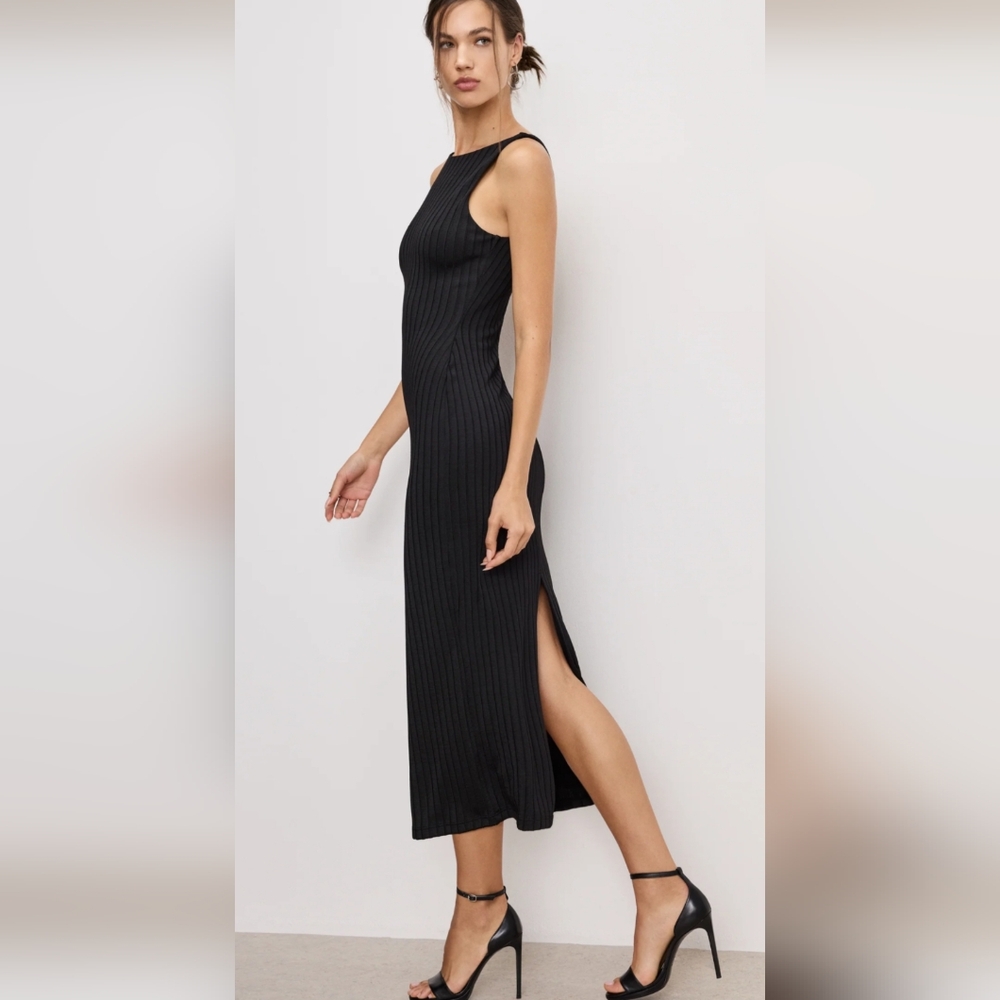 Good American Rib Halter Midi Dress NWT - Picture 2 of 8